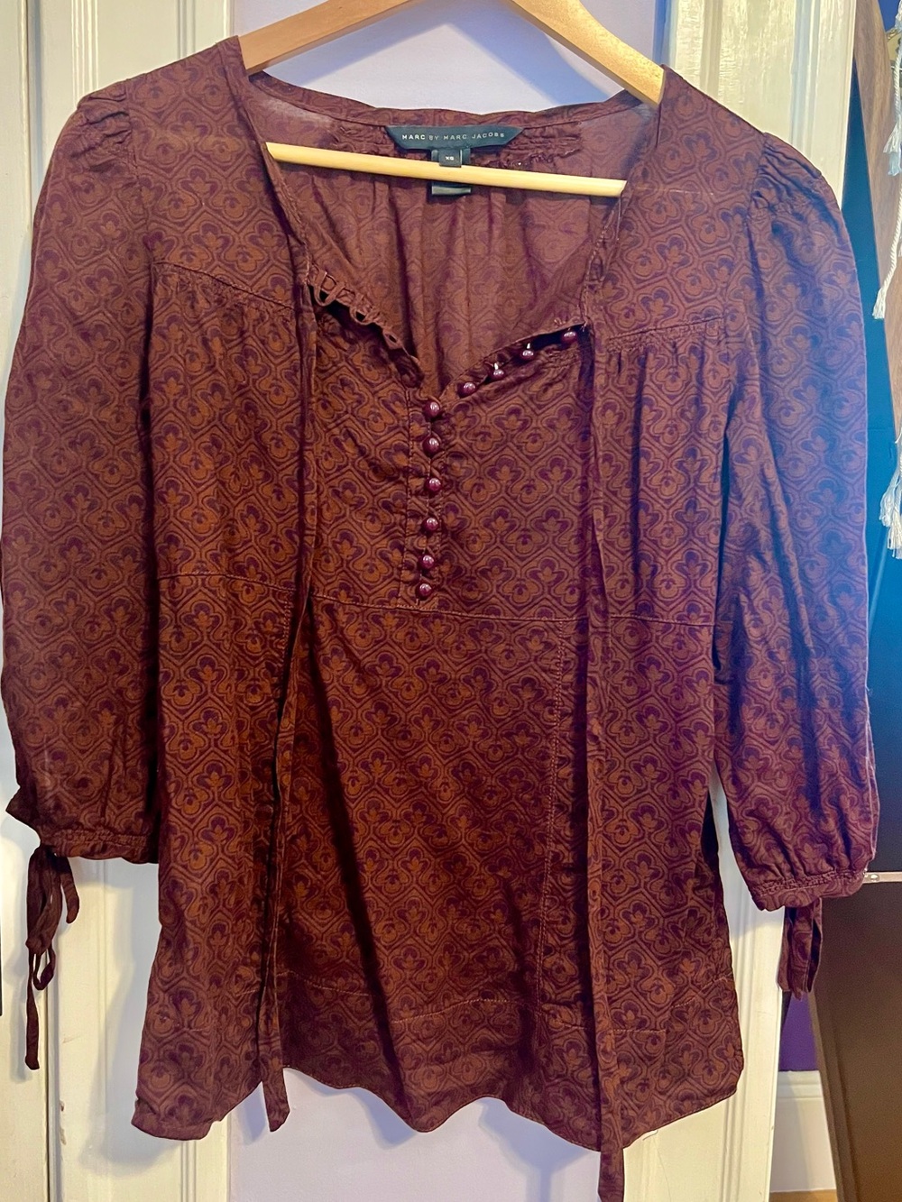 Marc By Marc Jacobs Burgundy Peasant Blouse